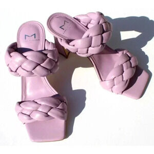 New Marc Fisher Womens Hammy Leather Square Toe Slip On Block Heel Shoes Sz 5 M